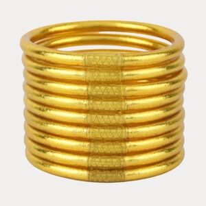 BuDhaGirl Gold All Weather Bangles Set of 9 - Serenity Prayer